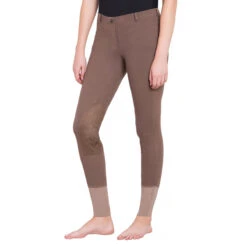TuffRider Ladies Starter Lowrise Pull On Knee Patch Breeches -Equine Elegance 100566 479 798 lava brown 1