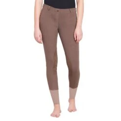 TuffRider Ladies Starter Lowrise Pull On Knee Patch Breeches -Equine Elegance 100566 479 798 lava brown 2