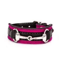 Perri's Padded Bit Bracelet 14 Perri's Padded Bit Bracelet -Equine Elegance 120 Perris Padded.Bit .Bracelet Pink.Blk .Leath Silver.Bit Front