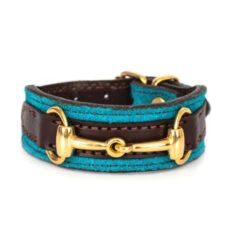 Perri's Padded Bit Bracelet 16 Perri's Padded Bit Bracelet -Equine Elegance 120 Perris Padded.Bit .Bracelet Turq.Hav .Leath Brass.Bit Front