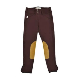 Tailored Sportsman Vintage Mid Rise Front Zip Breeches -Equine Elegance 1963 Bordeaux.Tan 00
