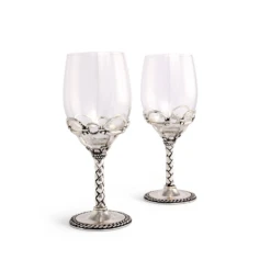 Arthur Court Equestrian Pair Of Wine Glasses