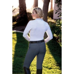 Romfh Ladies Sarafina Euro Seat Knee Patch Breeches -Equine Elegance 468455 ERS Romfh.Ladies.Sarafina.Euro .Seat .KneePatch.Breech Pewter Lifestyle