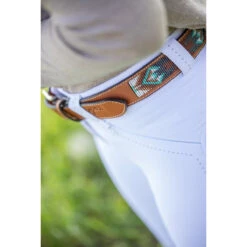 Penelope Pearl Belt -Equine Elegance 96001260 French.Eq Penelope Pearl.Belt Brandy.Turquoise