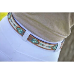 Penelope Pearl Belt -Equine Elegance 96001260 French.Eq Penelope Pearl.Belt Brandy.Turquoise.2