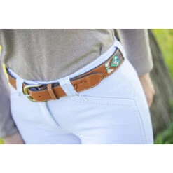 Penelope Pearl Belt -Equine Elegance 96001260 French.Eq Penelope Pearl.Belt Brandy.Turquoise.3