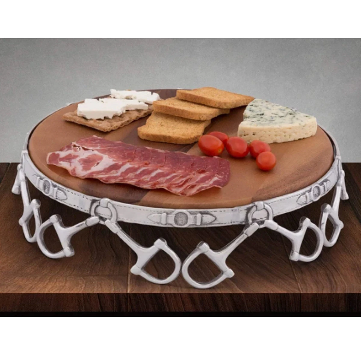 Arthur Court Equestrian Wooden Cheese Pedestal 4 Arthur Court Equestrian Wooden Cheese Pedestal - Image 2