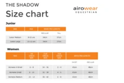 Airowear Shadow Body Protector 12 Airowear Shadow Body Protector -Equine Elegance AirowearShadowSizeChart