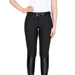 Equiline Women's X Shape Knee Grip Breech 23 Equiline Women's X Shape Knee Grip Breech -Equine Elegance EQline 181 N08674 XShapeKG Black Front