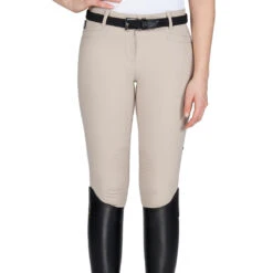 Equiline Women's Ash Riding Breeches With X-Grip Knee Patch -Equine Elegance EQline N08698 Ash.XGripKP Beige Front