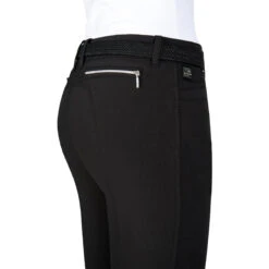Equiline Women's Ash Riding Breeches With X-Grip Knee Patch -Equine Elegance EQline N08698 Ash.XGripKP Black Detail