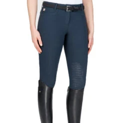 Equiline Women's Ash Riding Breeches With X-Grip Knee Patch -Equine Elegance EQline N08698 Ash.XGripKP Blue