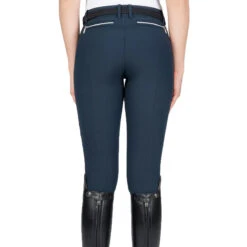 Equiline Women's Ash Riding Breeches With X-Grip Knee Patch -Equine Elegance EQline N08698 Ash.XGripKP Blue Back