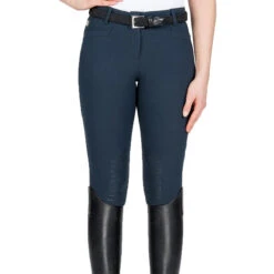 Equiline Women's Ash Riding Breeches With X-Grip Knee Patch -Equine Elegance EQline N08698 Ash.XGripKP Blue Front