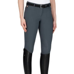 Equiline Women's Ash Riding Breeches With X-Grip Knee Patch -Equine Elegance EQline N08698 Ash.XGripKP Grey