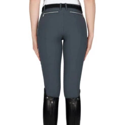 Equiline Women's Ash Riding Breeches With X-Grip Knee Patch -Equine Elegance EQline N08698 Ash.XGripKP Grey Back