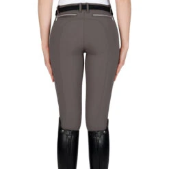 Equiline Women's Ash Riding Breeches With X-Grip Knee Patch -Equine Elegance EQline N08698 Ash.XGripKP Marsh Back