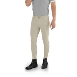 EGO 7 Men's Jumping EJ Knee Patch Breeches -Equine Elegance Ego7 Jumping.EJ .For .Men Beige Front