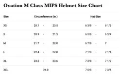 Ovation M Class MIPS Helmet -Equine Elegance FHT Mclass sizechart