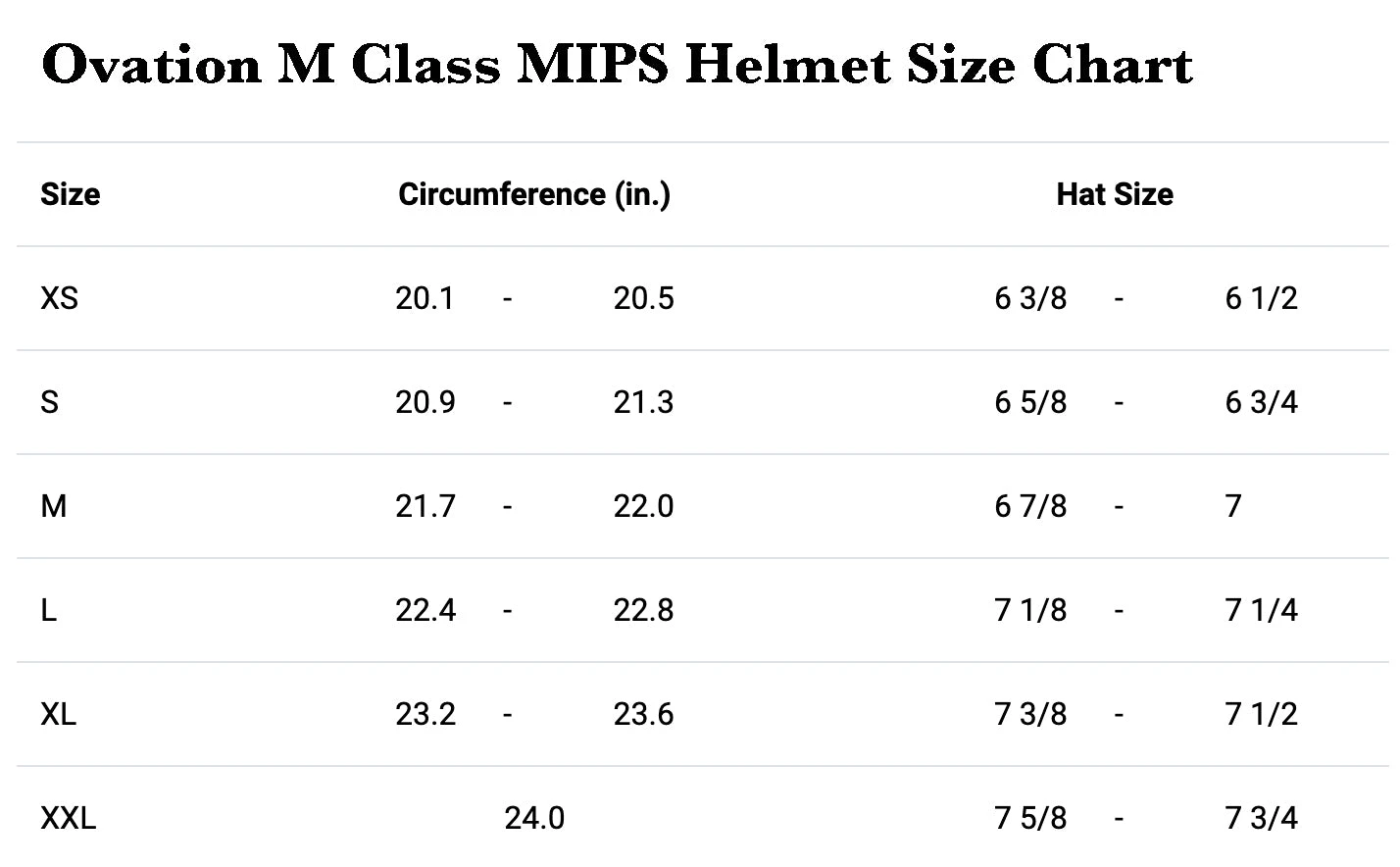 Equine Elegance 20 Equine Elegance -Equine Elegance FHT Mclass sizechart