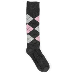 USG Karo Socks -Equine Elegance KARO KL.USG Socks Drk.Grey .Lt .Grey .Pink Front