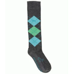 USG Karo Socks -Equine Elegance KARO KL.USG Socks Lt.Grn .Grey Front