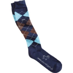 USG Karo Socks -Equine Elegance KARO KL.USG Socks Nvy.Brn .Bl Front