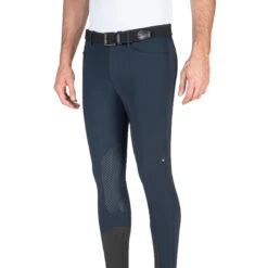 Equiline GrantK Men's B-Move Knee Grip Breeches 14 Equiline GrantK Men's B-Move Knee Grip Breeches -Equine Elegance N08479 EQline GrentK Blue