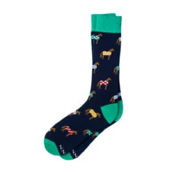 Wild Attire Inc. Horsin' Around Carded Cotton Socks -Equine Elegance Wild.Attire.Inc navy blue carded cotton horsin around 01