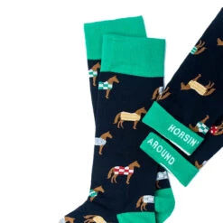 Wild Attire Inc. Horsin' Around Carded Cotton Socks -Equine Elegance Wild.Attire.Inc navy blue carded cotton horsin around 02