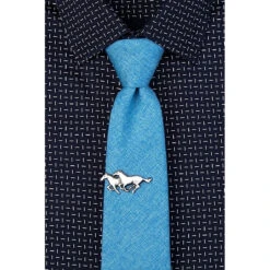 Wild Attire Inc. Wild Horses Antiquated Silver Metal Tie Bar -Equine Elegance antiqued silver metal wild horses 03