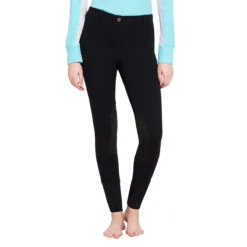 TuffRider Ladies Starter Lowrise Pull On Knee Patch Breeches -Equine Elegance black2 21367.1583511667.1280.1280