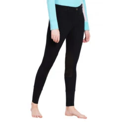 TuffRider Ladies Starter Lowrise Pull On Knee Patch Breeches -Equine Elegance black3 13993.1583511667.1280.1280