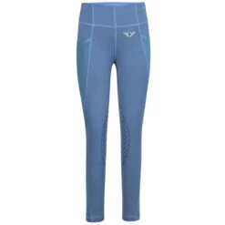 TuffRider Children's Minerva EquiCool Tights -Equine Elegance blue front 33515.1587157084.1280.1280