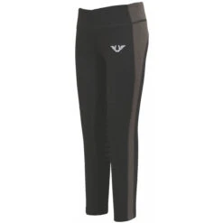 TuffRider Children's Ventilated Schooling Tights -Equine Elegance charcoal black 22501.1583525672.1280.1280