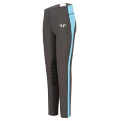 TuffRider Children's Ventilated Schooling Tights -Equine Elegance charcoal neonblue 95595.1583525668.1280.1280