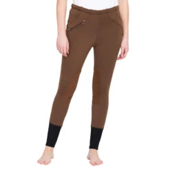 TuffRider Ladies Unifleece Pull-On Winter Breeches -Equine Elegance chocolate front 63315.1588623837.1280.1280