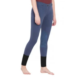 TuffRider Ladies Starter Lowrise Pull On Knee Patch Breeches -Equine Elegance denim2 70246.1583511667.1280.1280