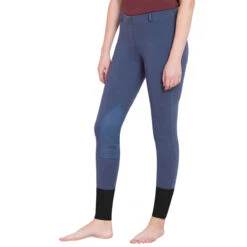 TuffRider Ladies Starter Lowrise Pull On Knee Patch Breeches -Equine Elegance denim 25199.1583511667.1280.1280