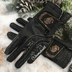Samshield V Skin Swarovski Gloves- Rose Gold Crystals -Equine Elegance gloveblack 17806.1586355543.1280.1280