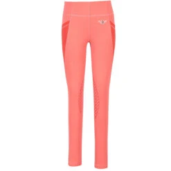 TuffRider Children's Minerva EquiCool Tights -Equine Elegance holly berry front 18596.1587157085.1280.1280