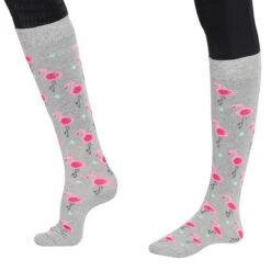 TuffRider Ladies Flamingo/Boat/Horse Knee Hi Socks -Equine Elegance jpc tr ladies boat.flamingo.horse .socks 3