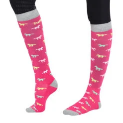 TuffRider Ladies Flamingo/Boat/Horse Knee Hi Socks -Equine Elegance jpc tr ladies boat.flamingo.horse .socks 5