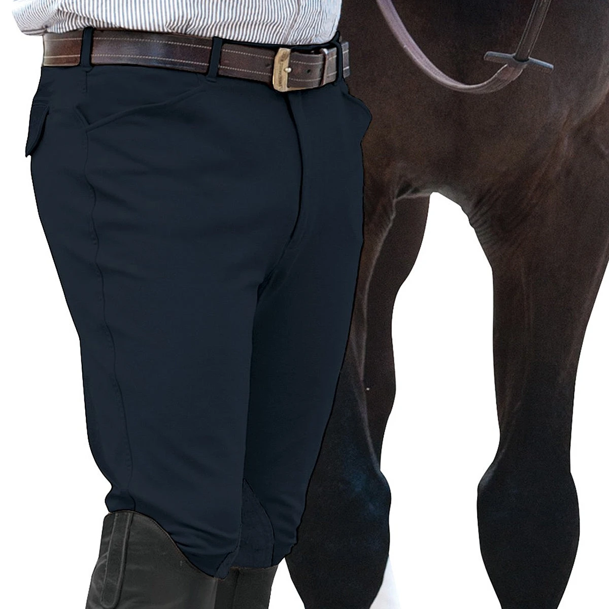 Ovation Men's EuroWeave Front Zip 4-Pocket Knee Patch Breeches 7 Ovation Men's EuroWeave Front Zip 4-Pocket Knee Patch Breeches - Image 5