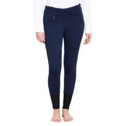 TuffRider Ladies Unifleece Pull-On Winter Breeches -Equine Elegance navy front 53918.1588623838.1280.1280