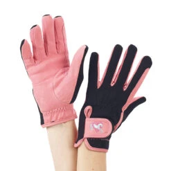 Ovation Child's Hearts & Horses Gloves -Equine Elegance pink black 97723.1590174193.1280.1280