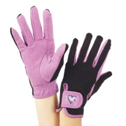 Ovation Child's Hearts & Horses Gloves -Equine Elegance purple black 48118.1590174193.1280.1280