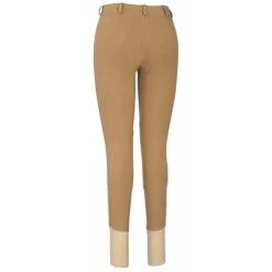 TuffRider Ladies Cotton Lowrise Pull-On Knee Patch Breeches -Equine Elegance sand front2 77341.1588621809.1280.1280