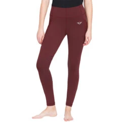 TuffRider Ladies Minerva EquiCool Tights -Equine Elegance wine front 28048.1587158188.1280.1280